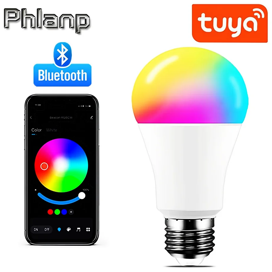 Умная лампа Phlanp, 265 В переменного тока, 15 Вт, Bluetooth, 15 Вт светодиодная лампа rgb для прожектора 85 265 в переменного тока светодиодные лампы 4 вт 10 вт 15 вт светодиодный ная лампа с ик пультом дистанци