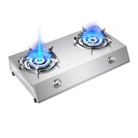 Gas Double Stove Desktop Nine-chamber Fierce Fire Stove Old-fashioned Stainless Steel Double Stove Liquefied / Natural Gas 2