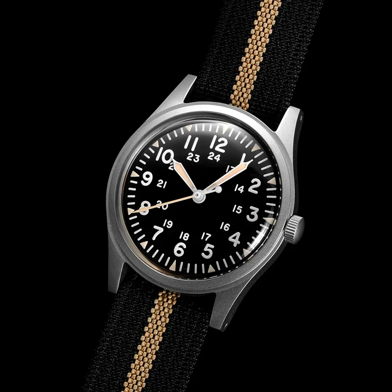 Мужские кварцевые часы RDUNAE 34,5 мм в стиле ретро G10, военные часы Miyota 2035 Movemen, наручные часы с минеральным стеклом из нержавеющей стали