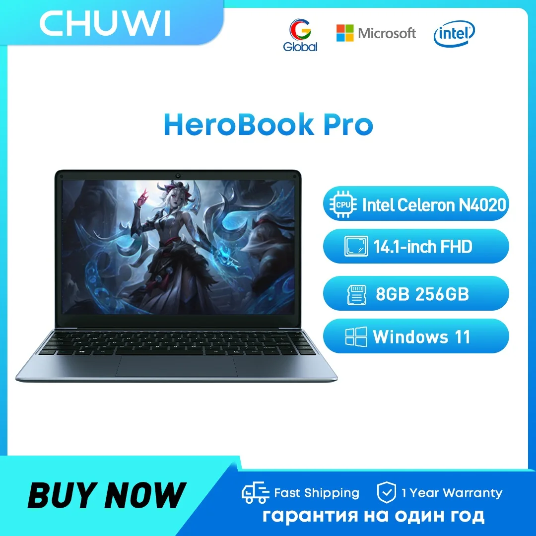 CHUWI HeroBook Pro Windows 11 Laptop 14.1-inch FHD Display Intel Celeron  N4020 C