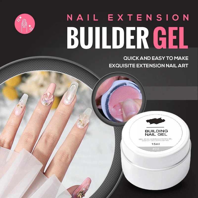 

15ml Non-stick Building Gel for Nail Extension Soild Gel White Clear Pink Builder Construction Nail Art Gel Extend Gel