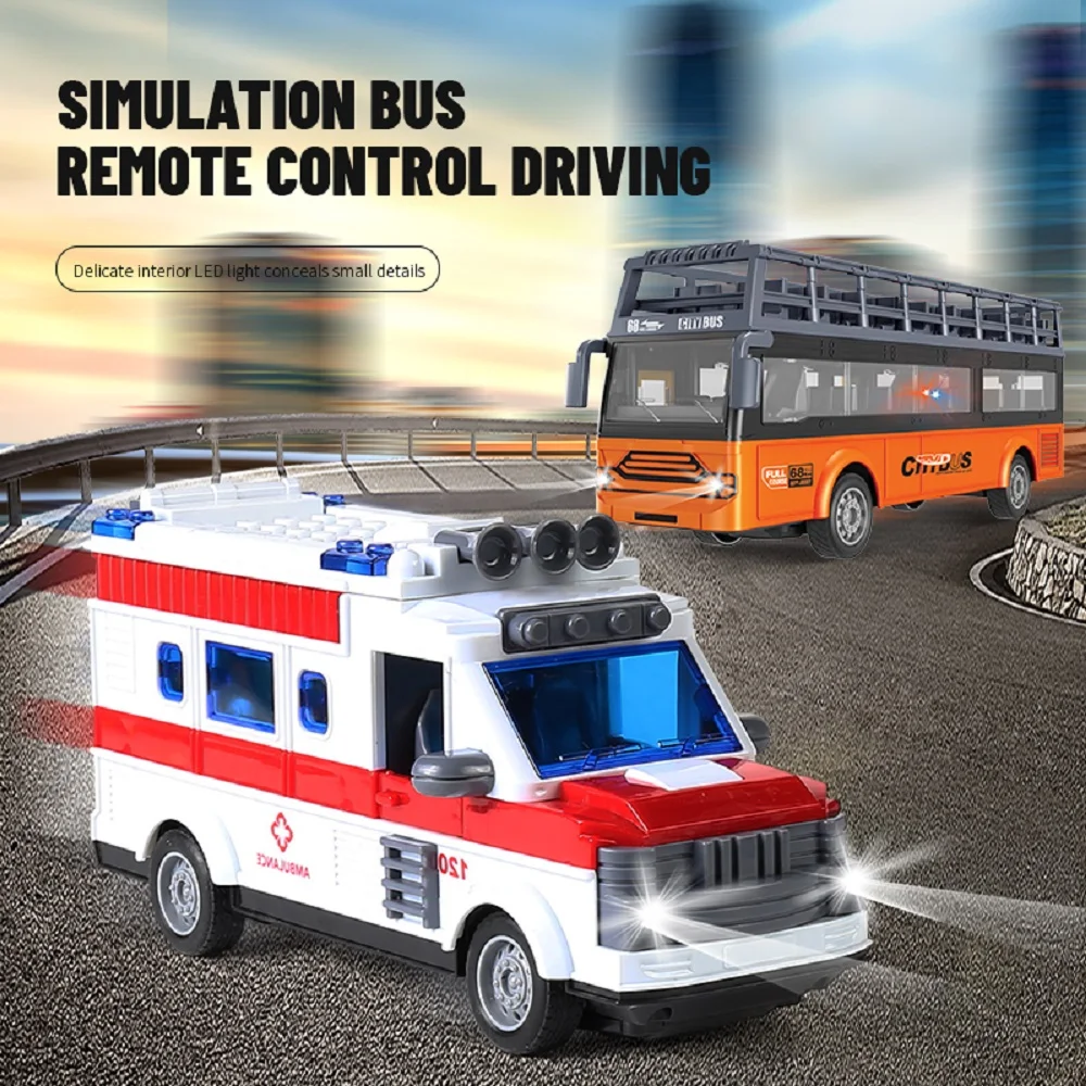 1/30 RC Car Remote Control School Bus Model Tourist Sightseeing Bus City Express High Speed Tour Bus Electric Car Kids Toys Gift 4