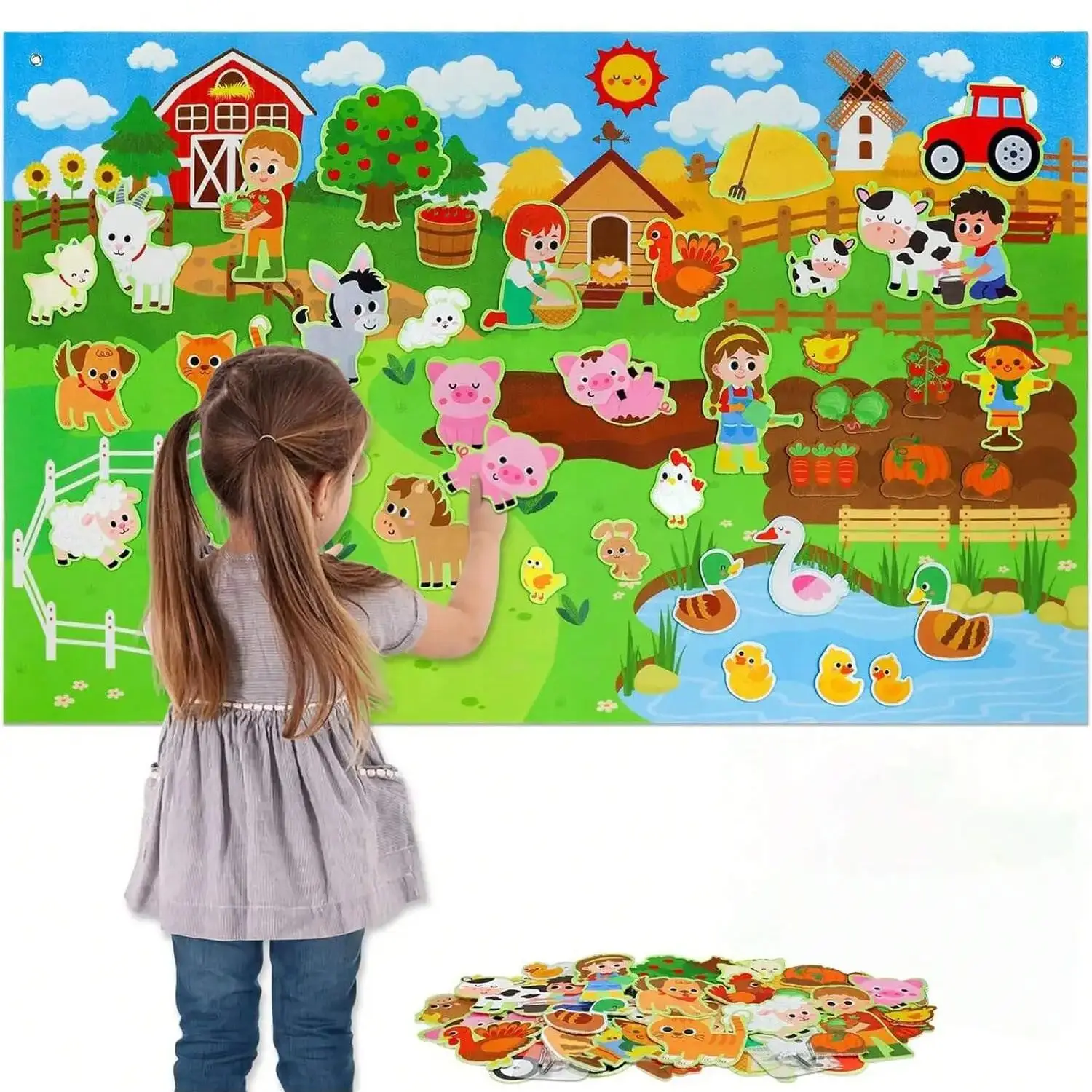 Montessori Busy Board Felt Sensory Story Board Educational Toys Interactive Game Toy for Toddler Kids Touch Development Interactive Preschool Early Learning Toys