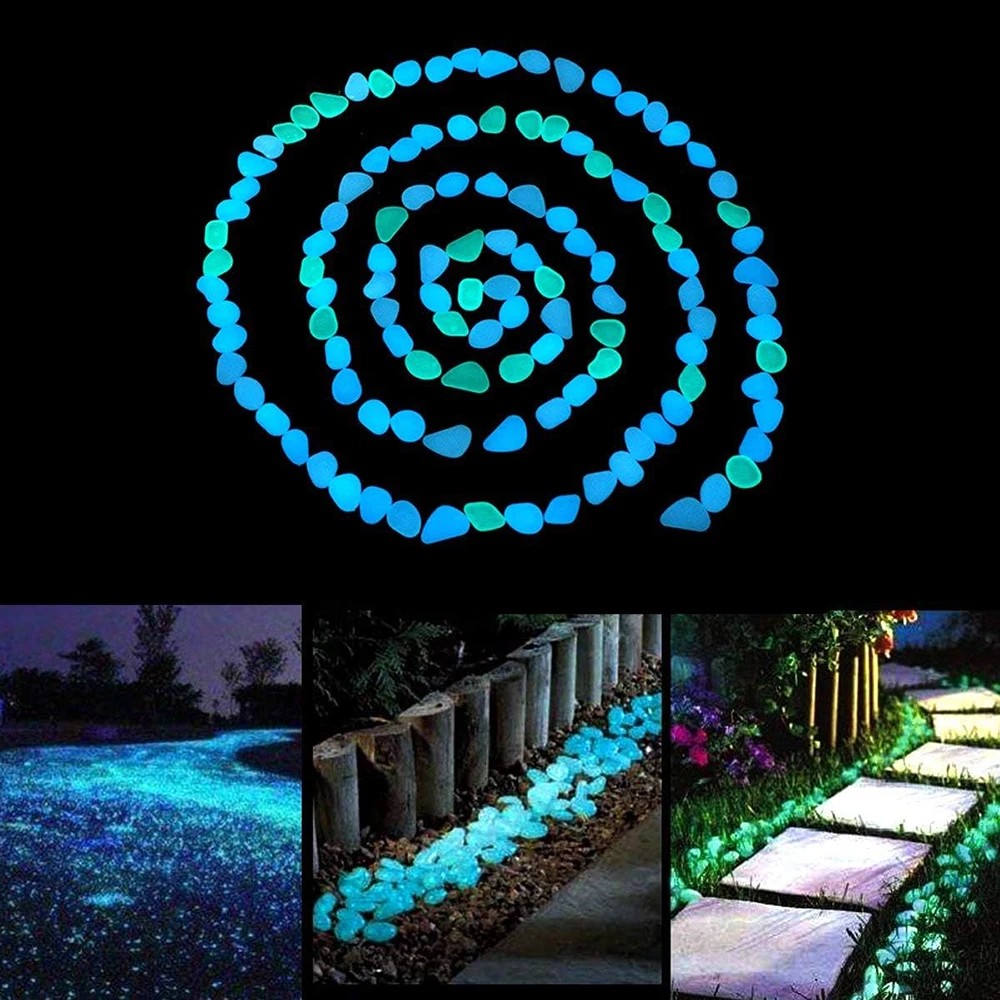 Glowing Rock Cobble Stones 500PCS Garden Paving Luminous Landscape Pebbles Fluorescent Aquarium Fishbowl Fish Tank Globe Stone glow stones decorative stones