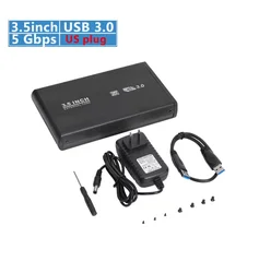 Durable Black 3.5 - Inch Hard Drive Protective Enclosure with USB 2.0 Connection (US 3.0)