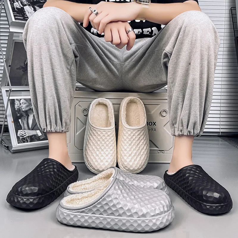 New Thick-soled Plus Velvet Anti-slip Cotton Slippers Autumn and Winter Home Warm Couple Shoes Comfortable Waterproof Slippers
