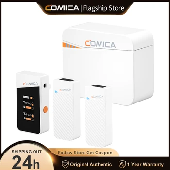 Comica Vimo C 2.4G 듀얼 채널 무선 마이크, 충전 케이스 포함, 스마트폰 카메라 노트북 인터뷰 유튜브 페이스북용