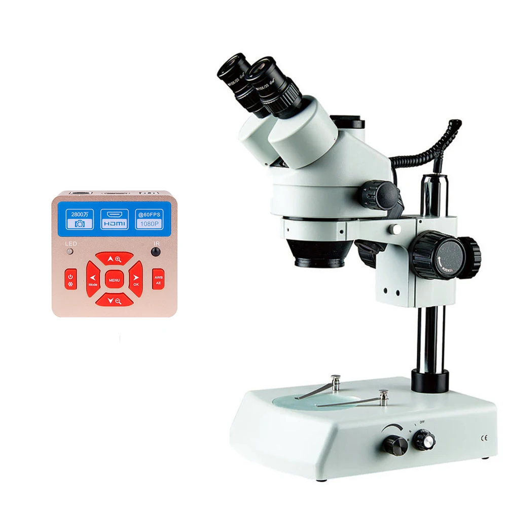 

Continuous Zoom Magnification 7X-45X Trinocular Stereo Microscope Camera LED Repair Phone Hardware Craftsmanship Microscope