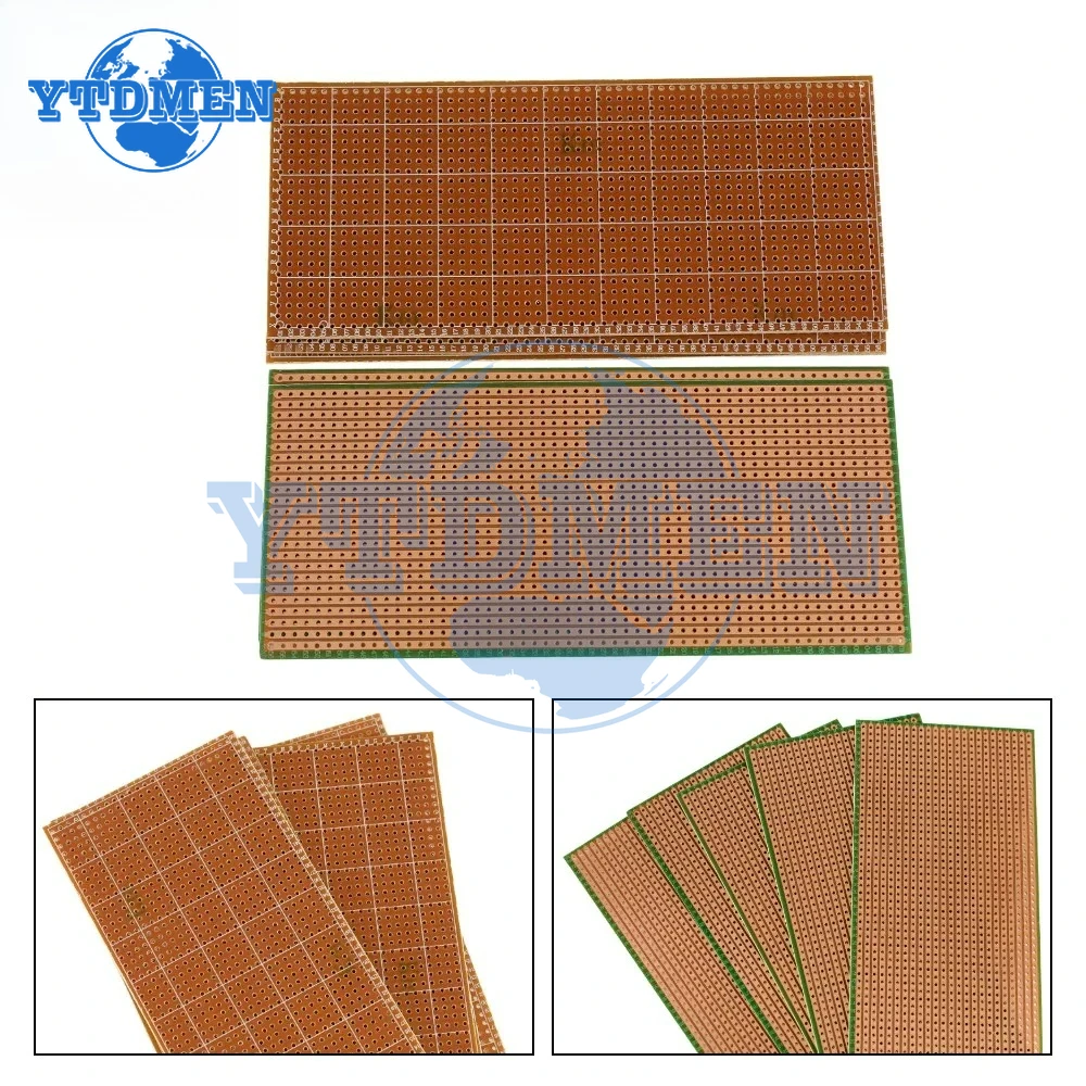 10PCS 스트립보드 PCB 보드 2.5x6.4cm / 6.5x14.5cm 단일 측면 회로 기판 DIY Arduino용 범용 실험 프로토타입 보드