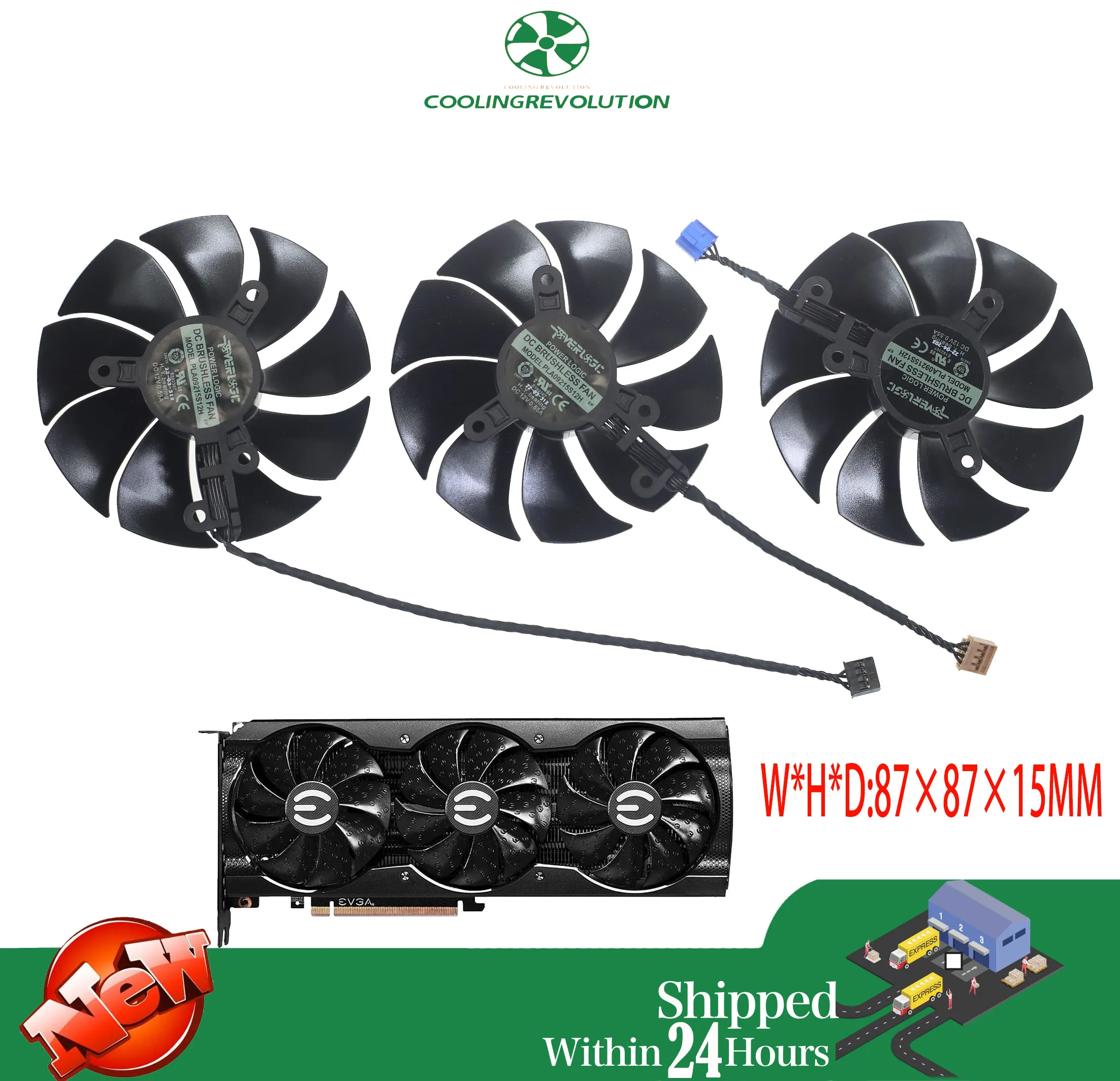 Ventilador de Placa Gráfica para Jogos T129215su Pla09215s12h 12v 0.55a 4pin Evga Rtx 3070 3080 3090 Xc3 Preto 87 mm - Imagem 5