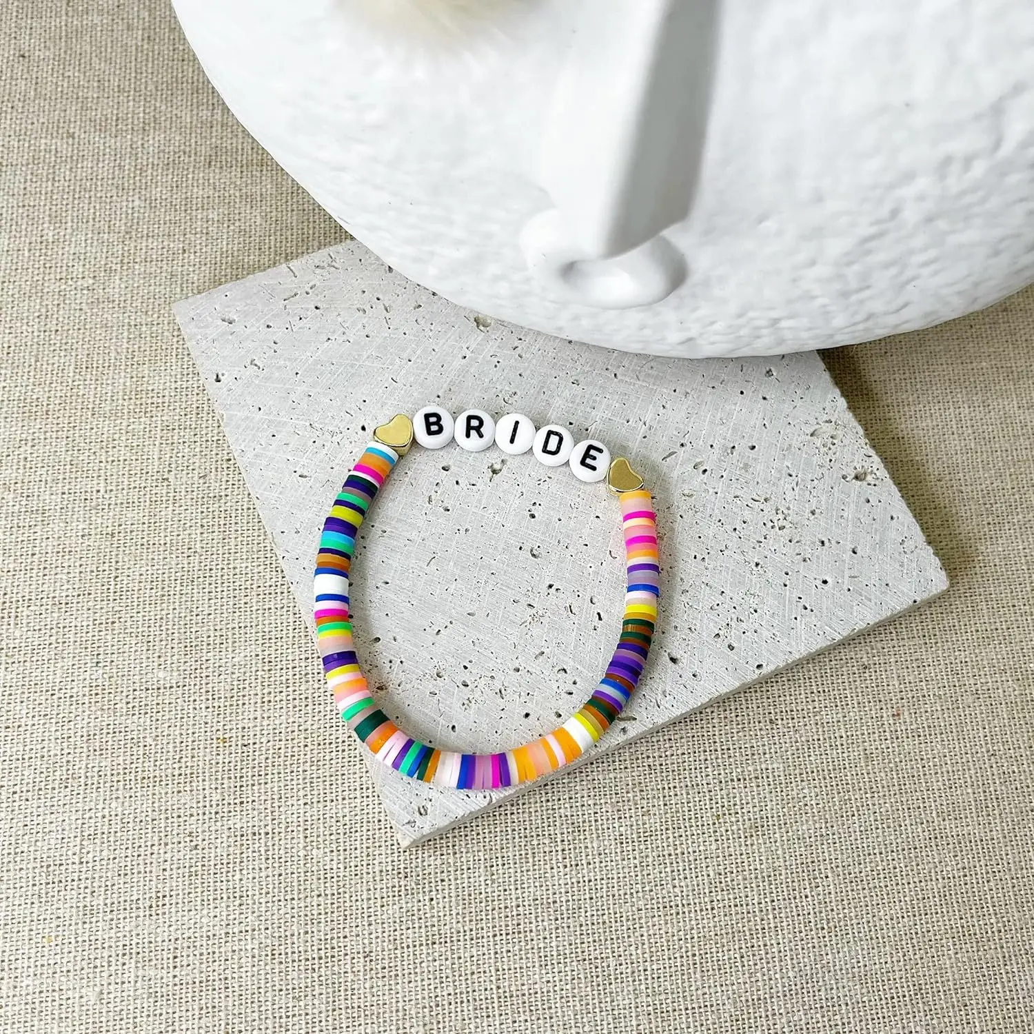 12pcs Bachelorette Party Favors Team Bride Colorful Handmade Polymer Clay Letter Beaded Stretch Bracelet Bridal Shower Gift Sup