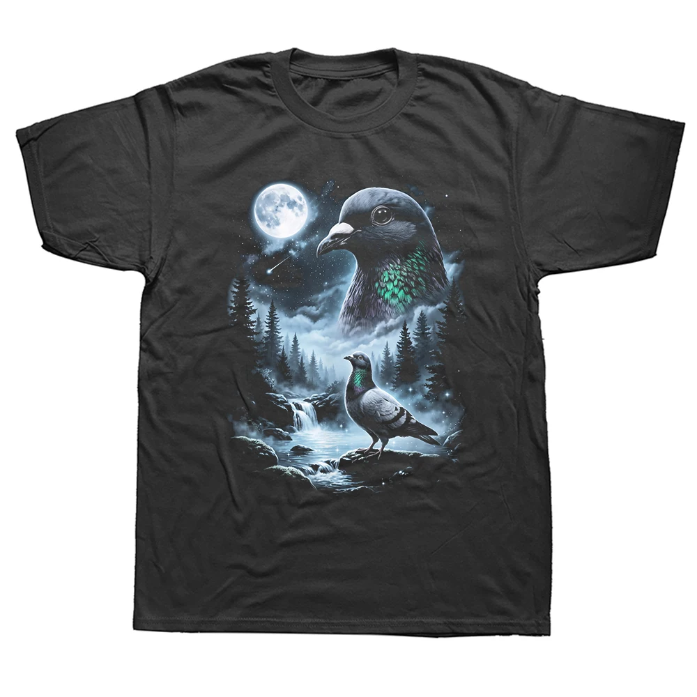 Taubenjaulen am Mond 90er Retro Vogelbeobachter Streetwear T-Shirt Humor-T-Shirt Locker Sitzende Kleidung für Männer und Frauen Kurzarm