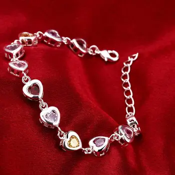 Fine 925 Sterling silver elegant charm Bracelets beautiful crystal Jewelry fashion for women wedding lady cute TRENDY