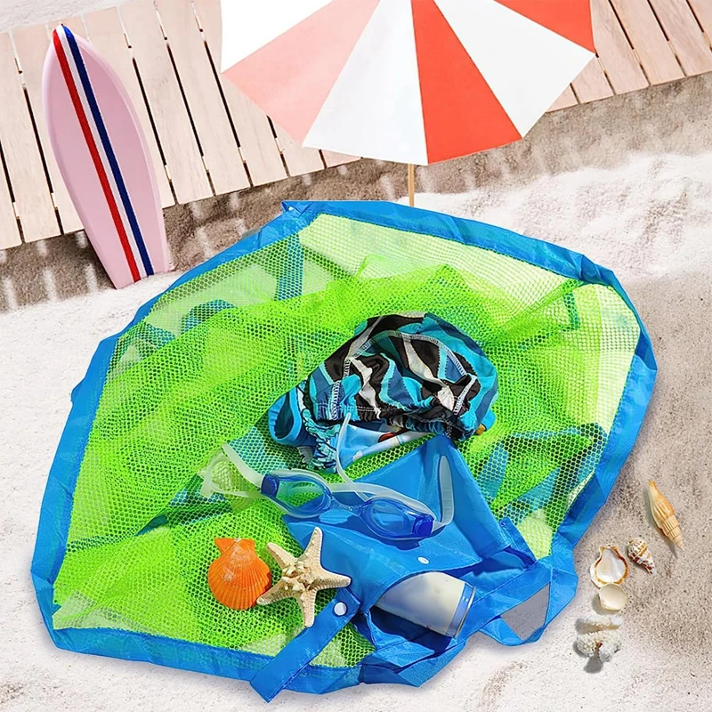 Children sand away portable mesh bag kids toys storage bags swimming large beach bag for towels women cosmetic makeup storage bag