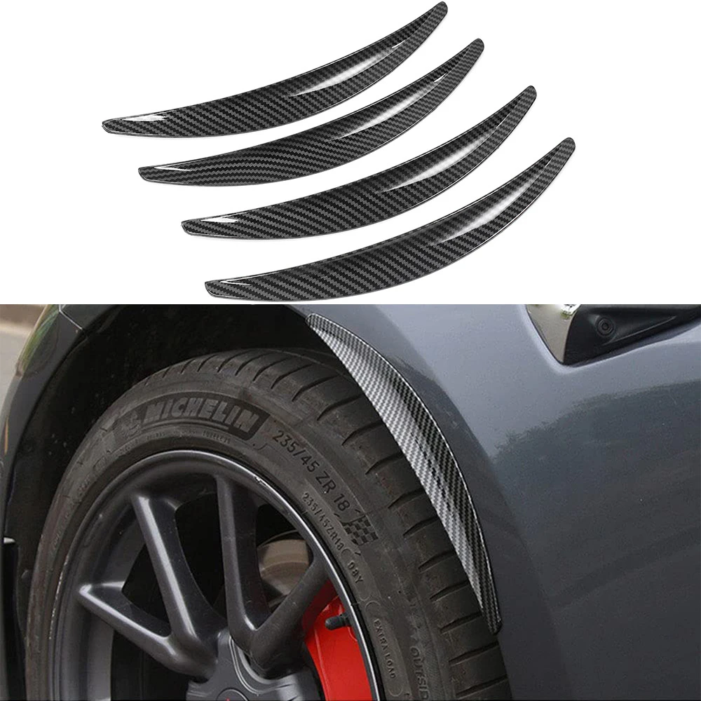 

4Pcs ABS Carbon Fiber Car Modification Strip Fender Flares Mud Flap Splash Arch Wheel Eyebrow Lip For Tesla Model 3 2017-2023