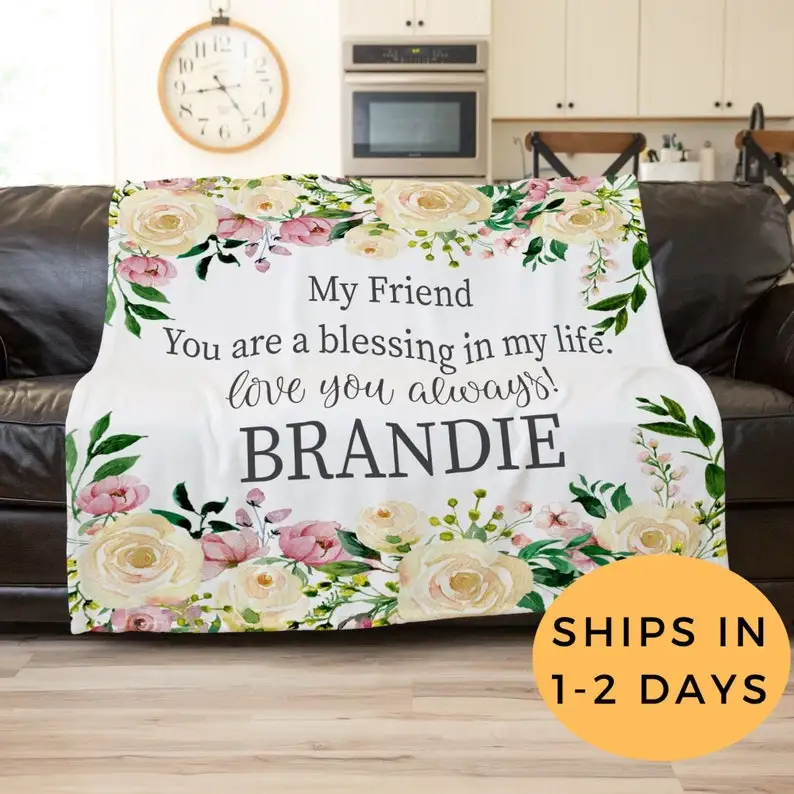 

Blanket Personalized Adult, Throw Blanket Personalized, Boho Floral Blanket, Floral Watercolor Blanket, Lovey Blanket Adult