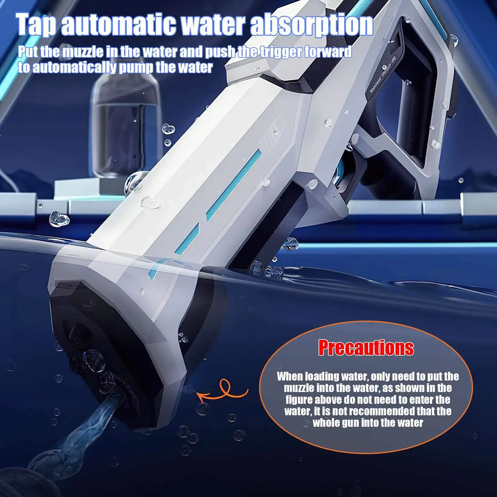 2024 Summer Automatic Electric Toy Water Gun Induction Water Absorbing HighTech Spray Pool Beach Outdoor Water Fight Toy for Kid 4
