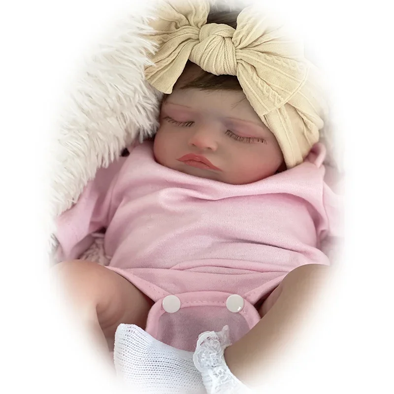 

NPK 49CM Rosalie Already Painted Newborn Baby Doll Newborn Baby Reborn Doll Hand Paint with Genesis High Quality 3D skin Tone