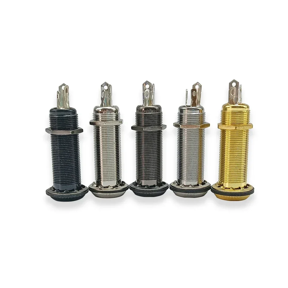 10 teile/los Elektrische Gitarre Bass Teile 6,35mm Stereo Ausgang Eingang 1/4 Zoll Jack Buchse Stecker Messing Gerade Rippen rohr Stil Jack – Detail 1