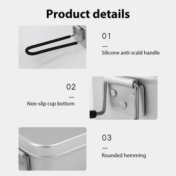 New Metal Lunch Box Aluminum Lunchbox Container Portable Outdoor Cooking Utensils Anti-Scald Camping Gear For Hiking Picnic 5