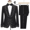 Cenne Des Graoom 2024 Elegant Luxury Men Suits Jewelry Ornament Tuxedo Jacket Pants 2 Piece Set  for Wedding Dress Groom Party 1