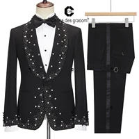 Cenne Des Graoom 2024 Elegant Luxury Men Suits Jewelry Ornament Tuxedo Jacket Pants 2 Piece Set  for Wedding Dress Groom Party 1