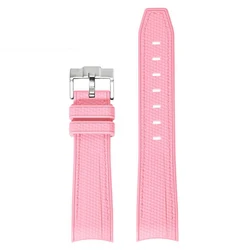 20mm Premium Diving Strap - Arc Curved End TPU Rubber Bracelet with Watch Band Tools - 20mm (New pink pink)