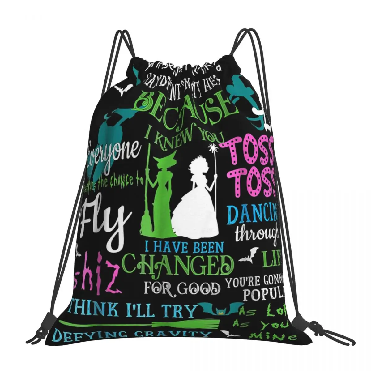 

Halloween Wicked Musical Backpacks Portable Drawstring Bags Drawstring Bundle Pocket Shoes Bag BookBag For Man Woman Students