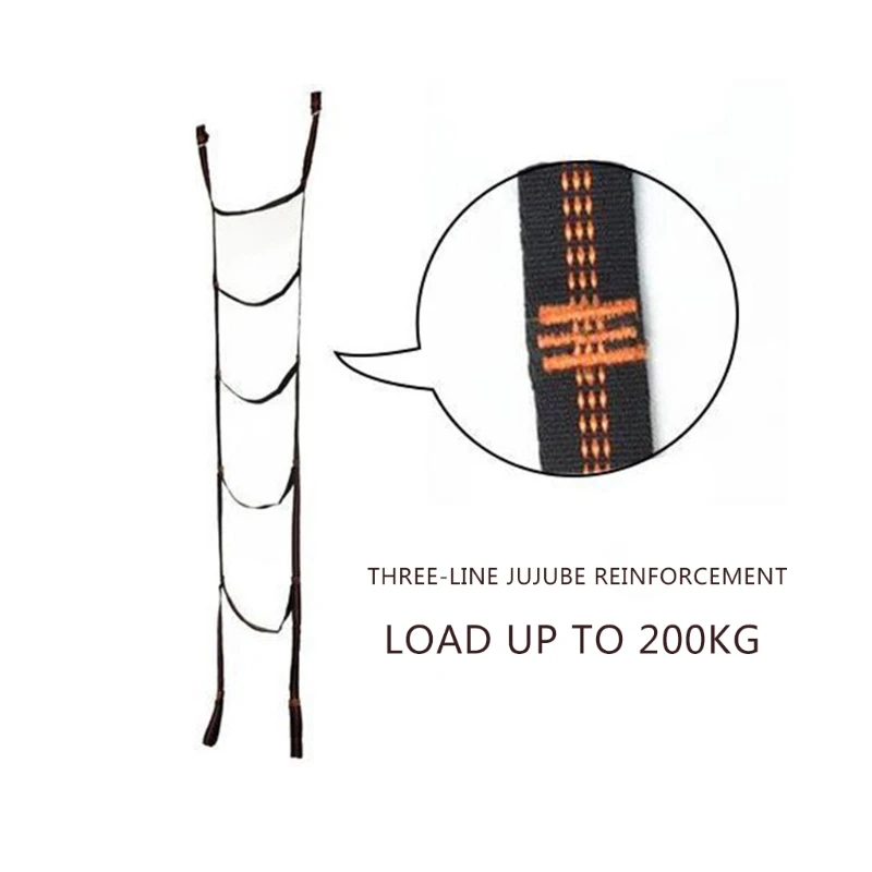 Escape Ladder Rope Strong Webbing Ladder 5-step Rope Ladder Swing Carabiners for Outdoor Tree Climbing Rescue Work School Escape Drill