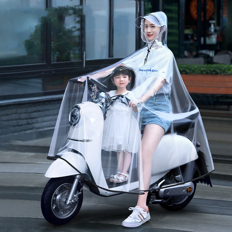 Cycling Rain Coat Jacket Capes Rain Poncho Hooded Mobility Scooter Cover Motorcycle Transparent Long Full Body Waterproof