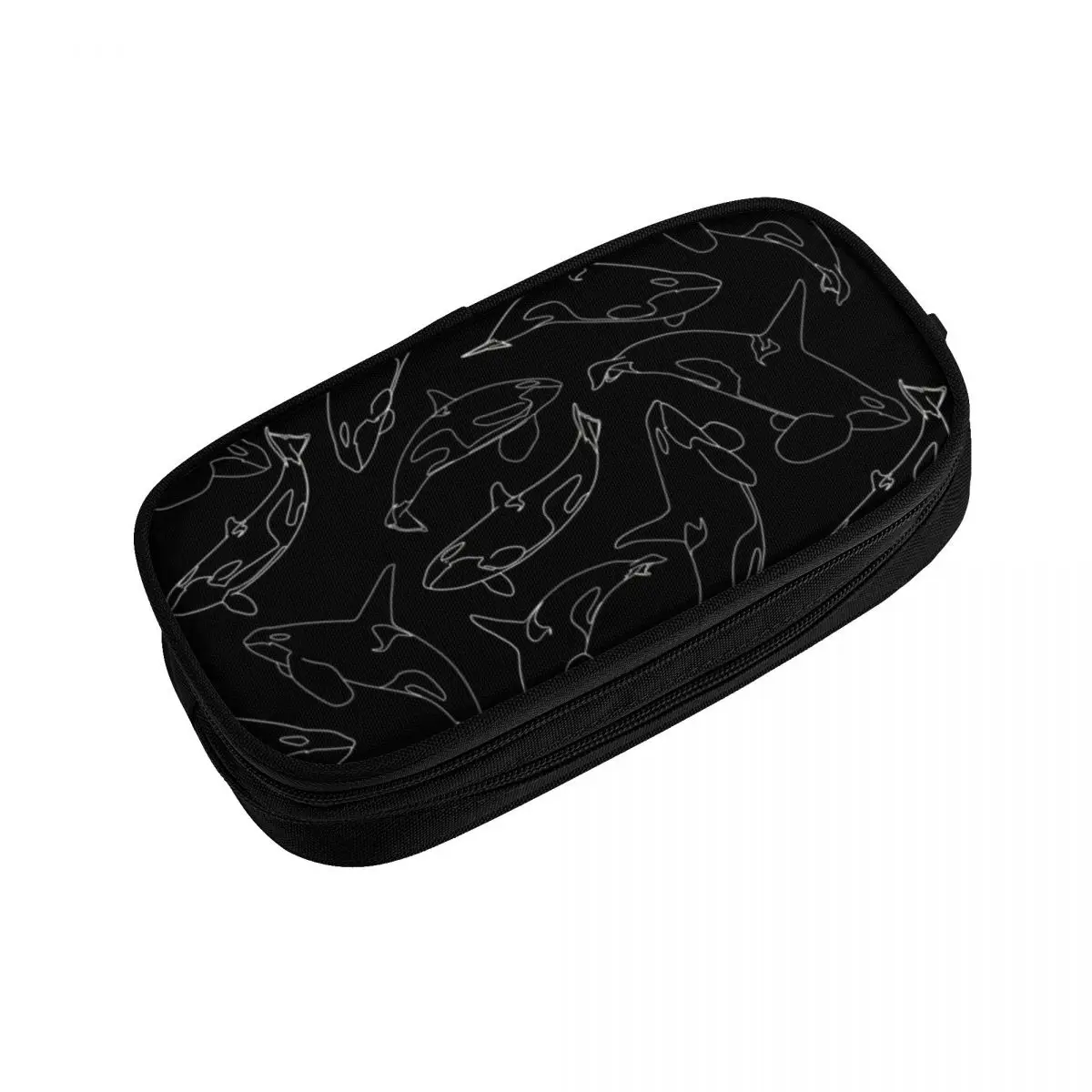 Killer Whale Collage Black School Pencil Case Boy Girl Large Storage Pencil Box Students Stationery