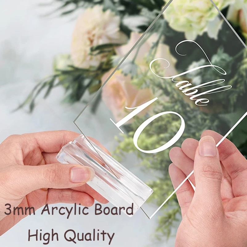 Acrylic Calligraphy Table Numbers With Wood Holder Wedding Event Party Sign Personalized Birtnday Gifts Wedding Gift
