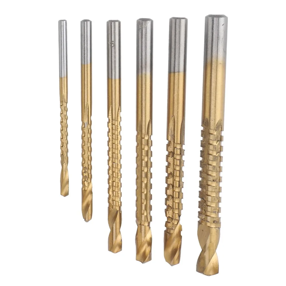 6 Stück Titanbeschichtete Spiralbohrer HSS Sechskantschaft Gezahnte Seitenschneidbohrer 3-8mm Gezahnte Schneidwerkzeuge für Holzbearbeitung – Detail 10
