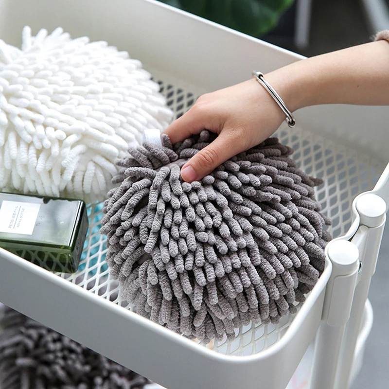 Chenille Hand Towels Kitchen Bathroom Hand Towel Ball with Hanging