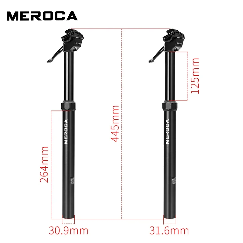 Description Picture 5 of itemMEROCA  Bicycle 30.9 / 31.6mm Manual hydraulic lifting Seatpost  Stroke 100/125mm Mountain Bike Seatpost length 380/445mm