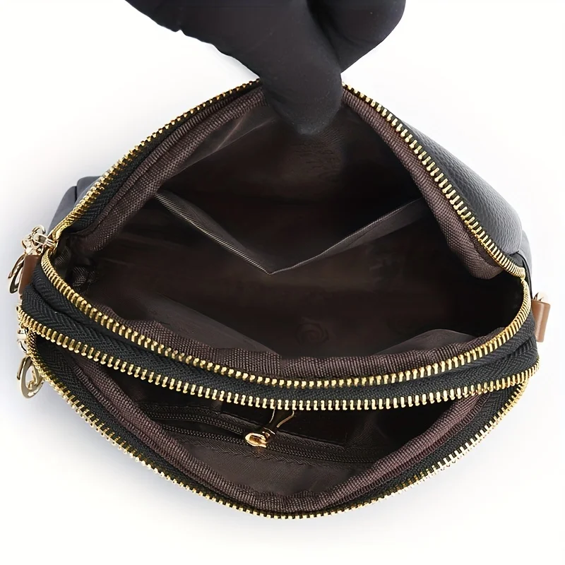Women's Bag Retro Lychee Embossed Crossbody Bag Fashion Simple Retro PU Leather Shoulder Shell