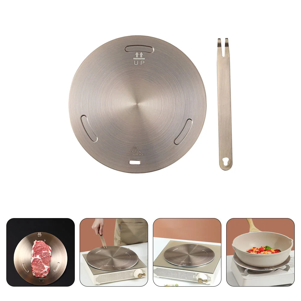 Induction Cooker Heat Conduction Plate Collector Adapter Kitchen Gas Stove Removable Handle Cookware Metal Electric Diffuser