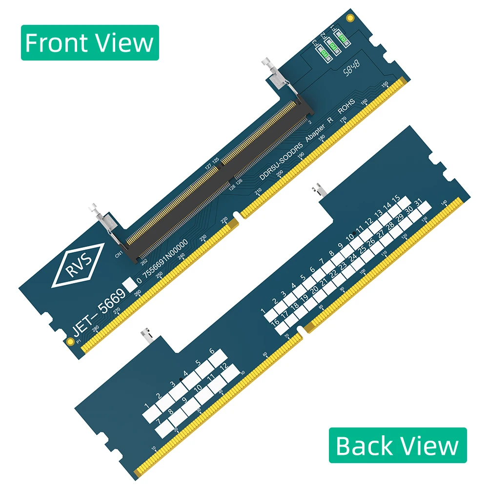 2PCS 노트북 DDR5 RAM-SO DDR5 U-DIMM 데스크탑 어댑터 카드 메모리 테스터 SO DDR5-DDR5 U-DIMM 변환기 6층 PCB 디자인