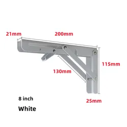 Heavy Duty Stainless Steel Folding Shelf Brackets with Screws - Set of 2 - Universal (2pcs white 8inch)