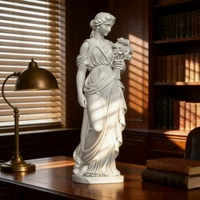 Sculpture de femme moderne tenant des fleurs, cadeau artistique pour le bureau et la maison, figurine minimaliste aux lignes apaisantes et à la beauté naturelle 1