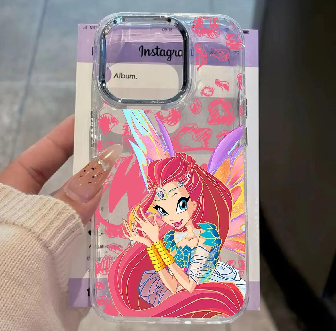 Fashionable Transparent Phone Case with Lovely Ins W-winxs Clubs Design