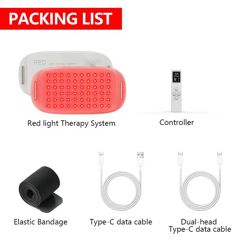 LED Red Light Therapy Pad 660nm 850nm Near Infrared Therapy Belt Rechargeable for Face Body with Wireless Controller Skin Care