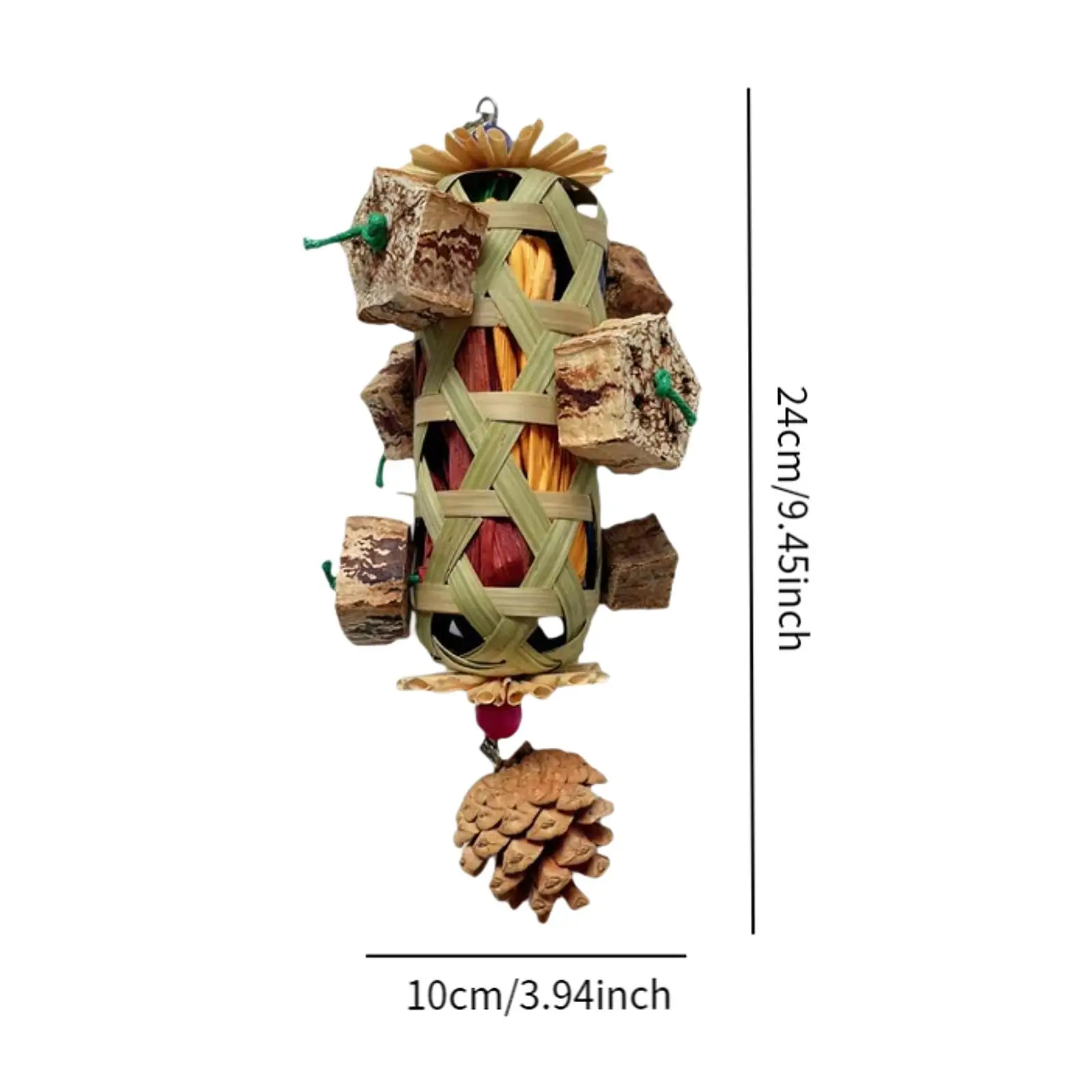 Parrot Hanging Bite Wooden Colorful Shredding Crinkles Parrot Chew Toys Natural Foraging Sola For Conures Cockatiels Parakeets 5