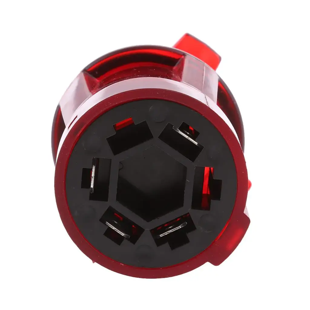 Red 7-Way Round to 4 Pin Flat Trailer Light Adapter Plug for Car RV