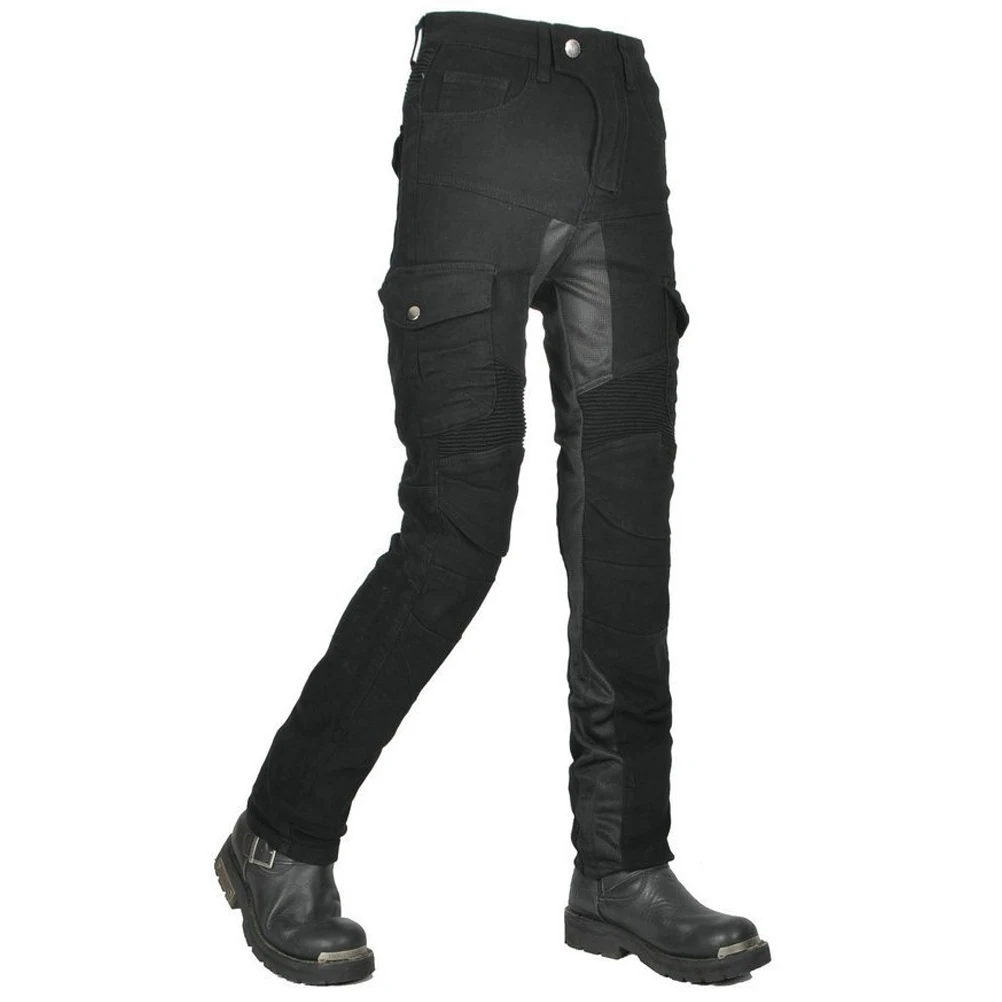 오토바이 청바지, 여름용 메쉬 통기성 오토바이 레이싱 안티폴 작업복 라이딩 팬츠 (4개의 실리콘 보호대 포함)