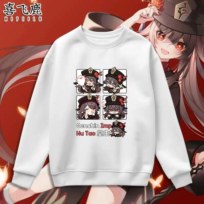 

Anime Genshin Impact Hu Tao Hooded Hoodie Sweatshirt Coat Cosplay Costume Men Women Loose Pullover Tops