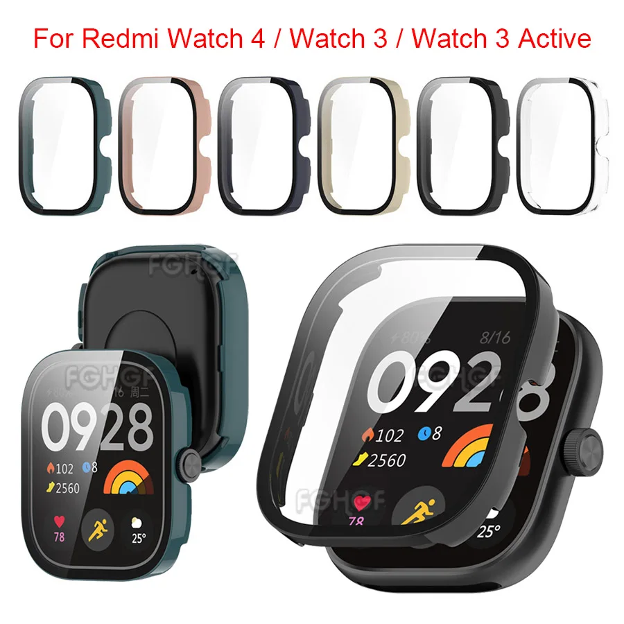 Gehäuse aus gehärtetem Glas für Redmi Watch 4 Zubehör Stoßstange Schutzhülle Abdeckung für Xiaomi Redmi Watch 4 Gehäuse Displays chutz folie