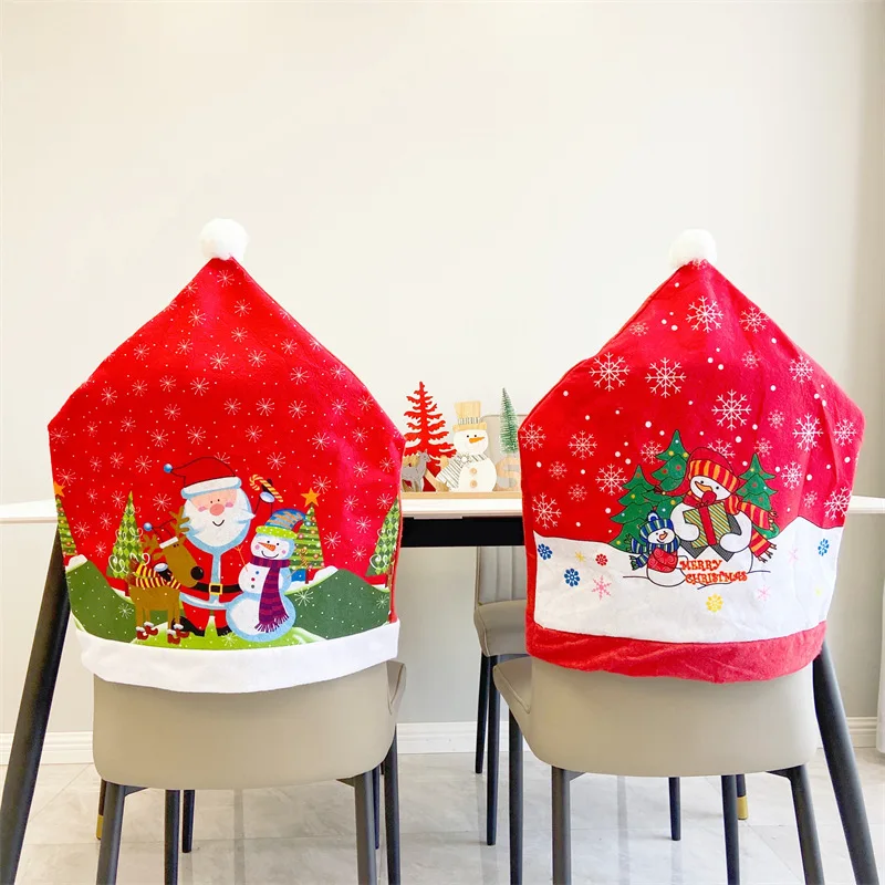 

Christmas chair cover with non-woven fabric printed elderly snowman elk cartoon chair cover