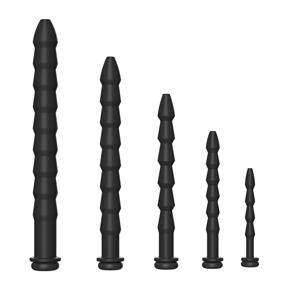 5 Sizes Curved Urethral Sound Penis Insert Stimulation Dilator Chastity Catheter Hollow Penis Plug With Stopper Sex Toys For Men