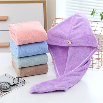 Cuffia per capelli asciutti Asciugamano sportivo Fibra Super fine Asciugamano da bagno per adulti Asciugamani da bagno Turbante morbido per asciugare i capelli Miss Serviette Viso bagnato 1